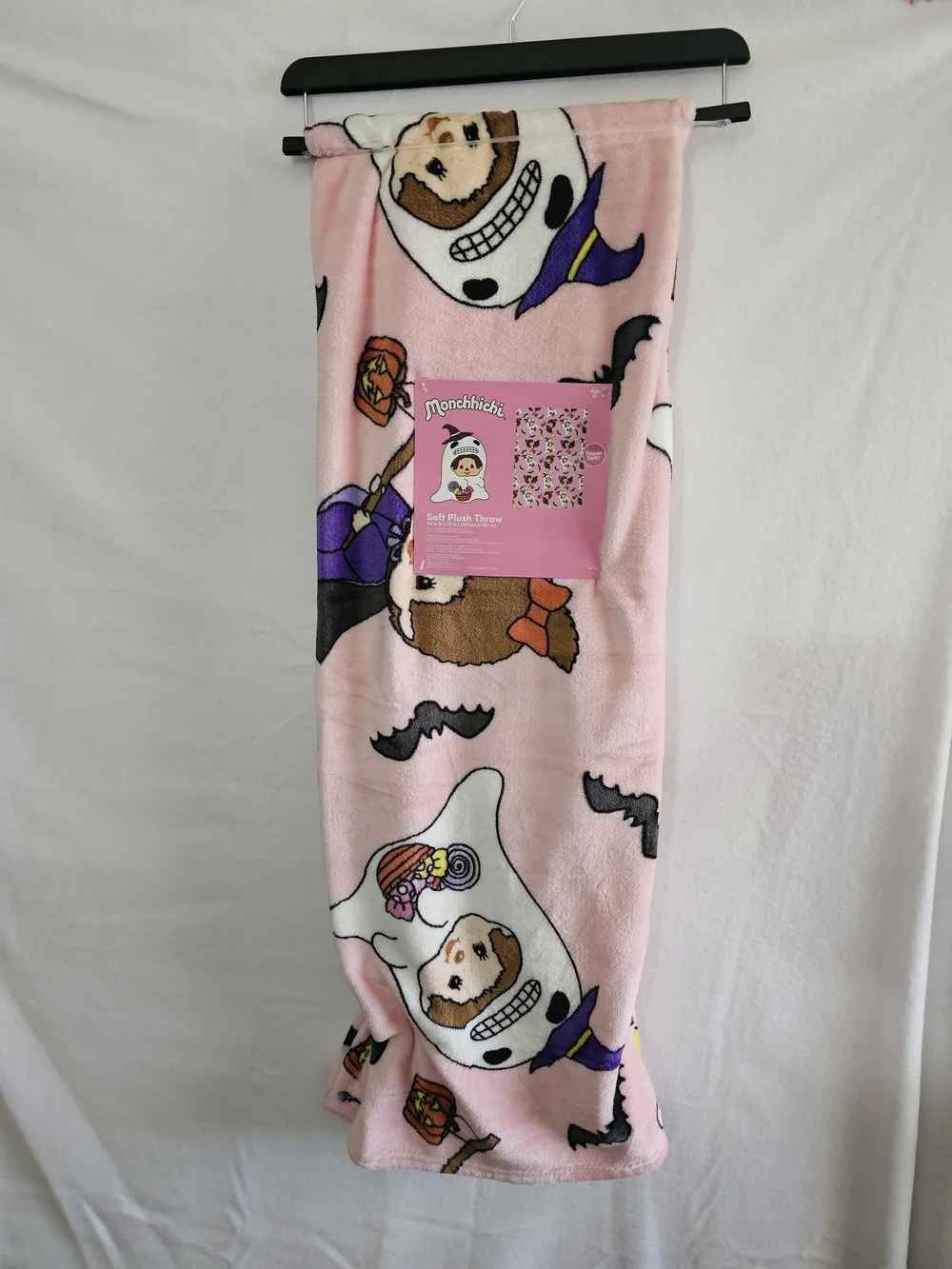 Monchhichi Halloween Pink Plush Throw